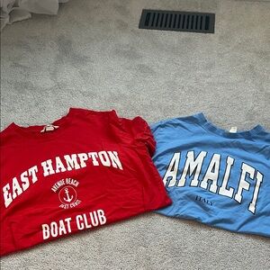 H&M Red and Blue Graphic Tees